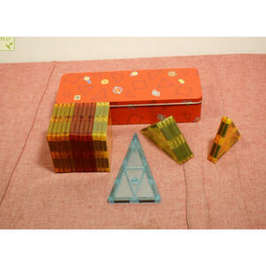 Gigglescape Magnetic Tiles Building Set Red Tin (Incomplete)